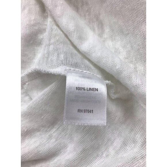 J. Jill Love Linen 3/4 Sleeve Shirt Large White Floral Top - Picture 4 of 7